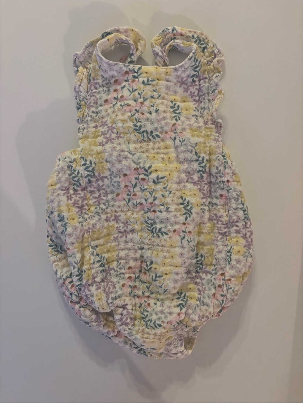 Angel Dear size 6-12M Floral Muslin cotton Baby Romper in Yellow, Lavender, Teal